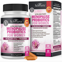 BioSchwartz menopause probiotics bottle front for daily balance