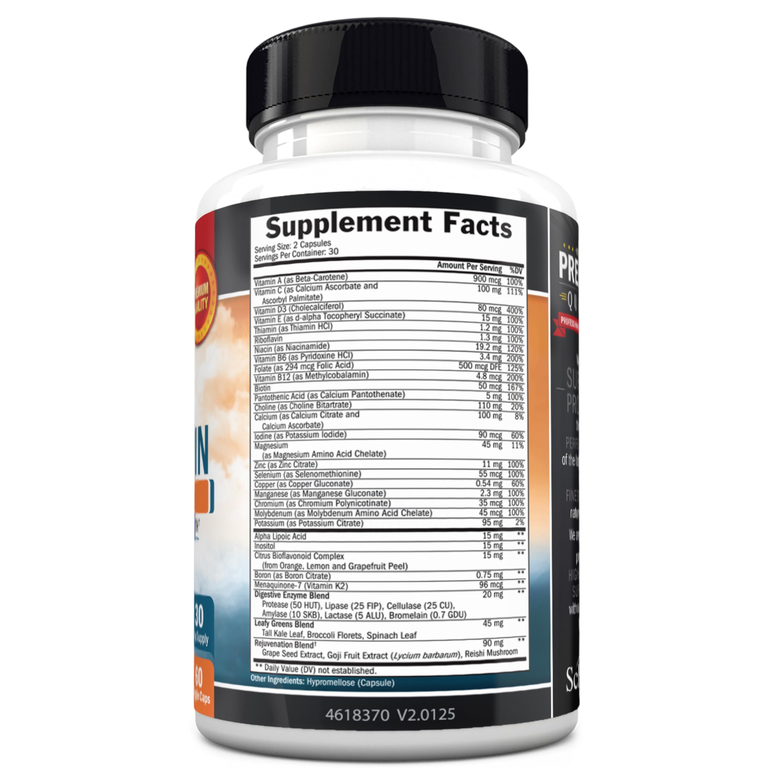 BioSchwartz men's multivitamin back label information on ingredients