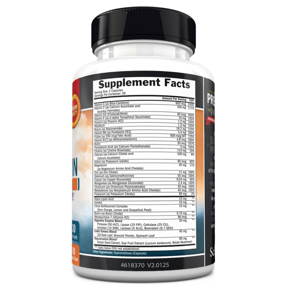 BioSchwartz men's multivitamin back label information on ingredients