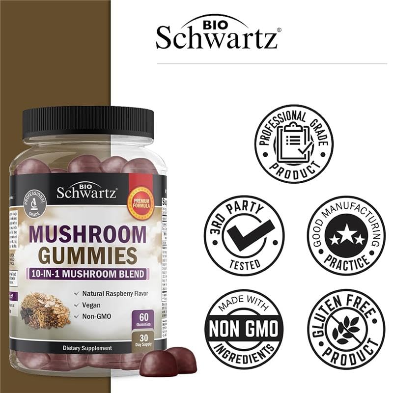 BioSchwartz Gummies with turkey tail and shiitake on ingredients.