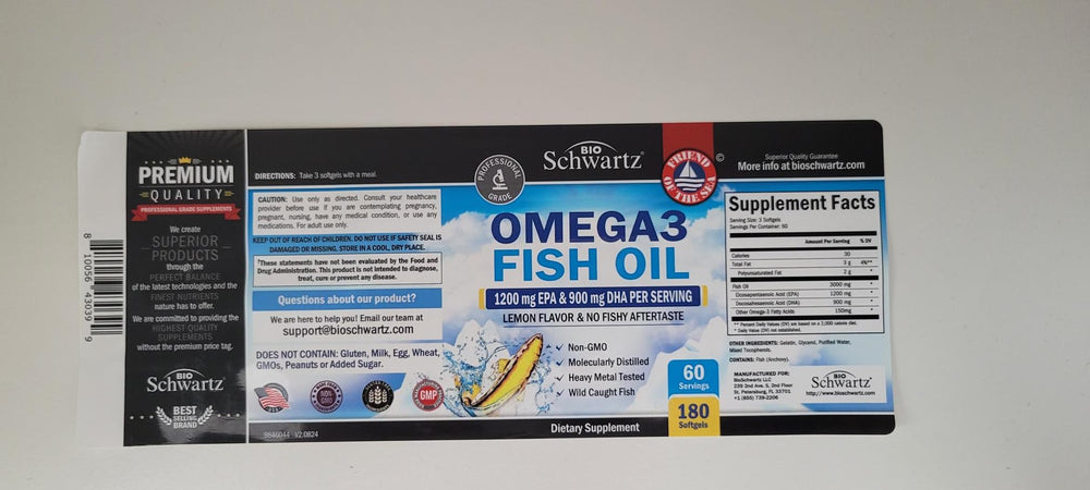 BioSchwartz 180 softgels bottle for extended omega-3 supplementation.