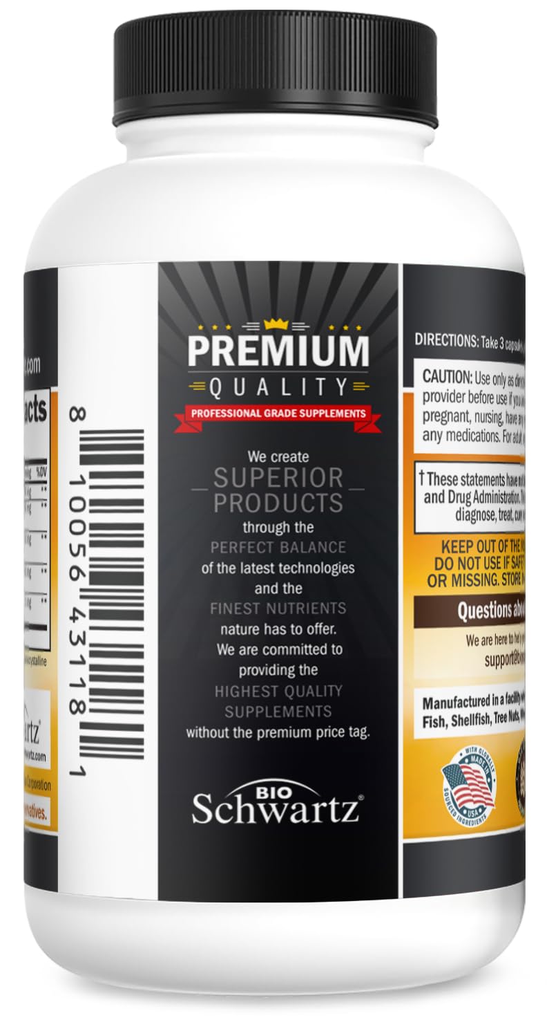 Organic turmeric capsules from BioSchwartz with bromelain and quercetin.