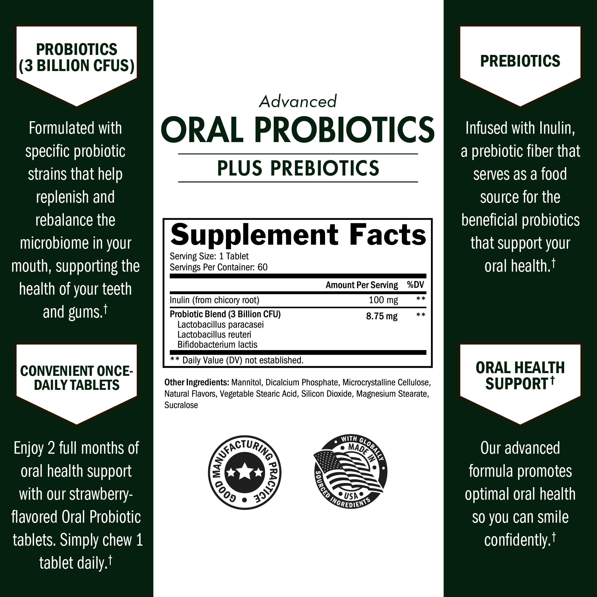 BioSchwartz strawberry flavored chewable probiotic tablets for daily dental care