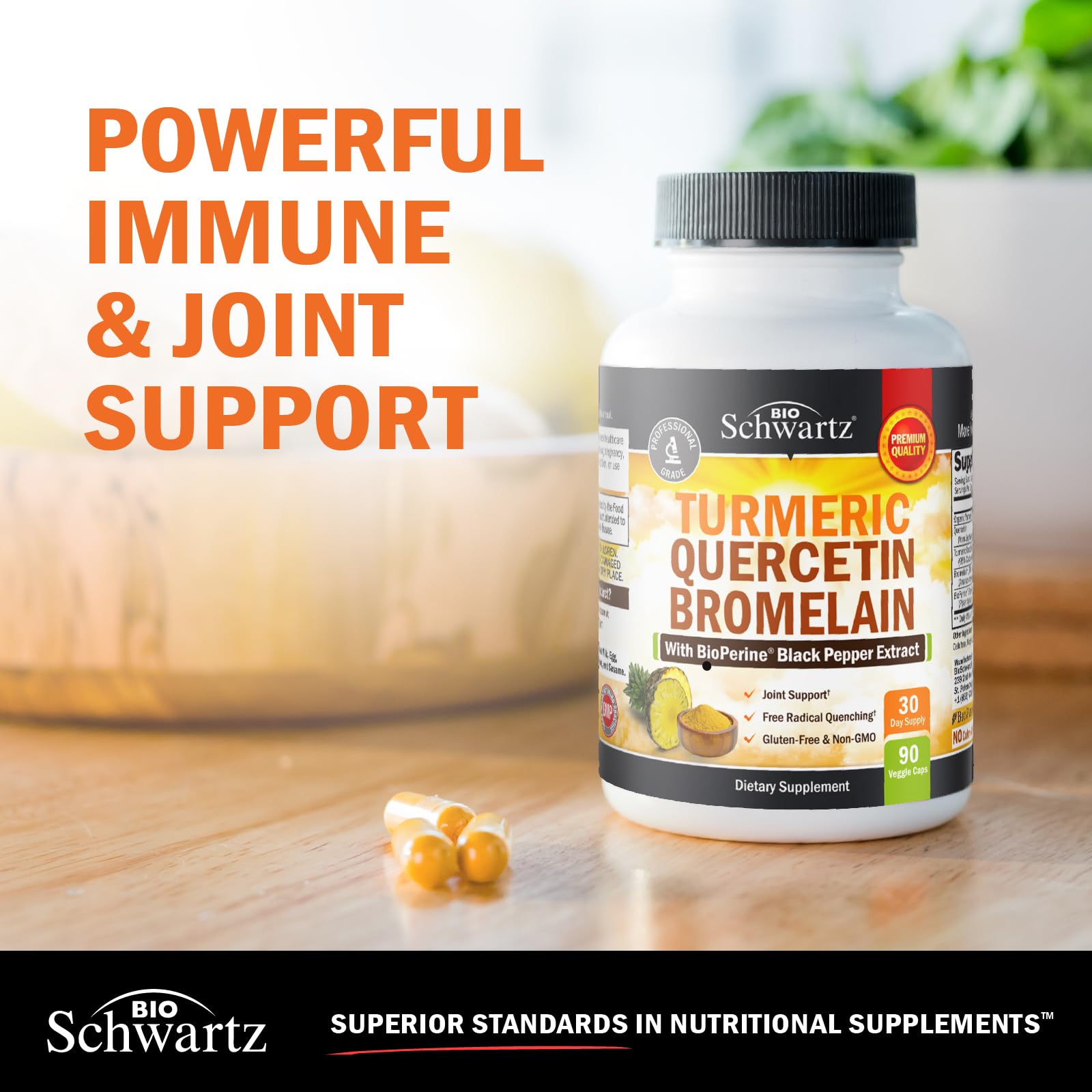 BioSchwartz bottle shows third-party testing seal for purity and potency.