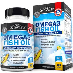 BioSchwartz triple-strength omega-3 softgels bottle for potential eye health support.