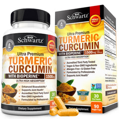 BioSchwartz turmeric curcumin 1500mg bottle highlighting high-potency formula