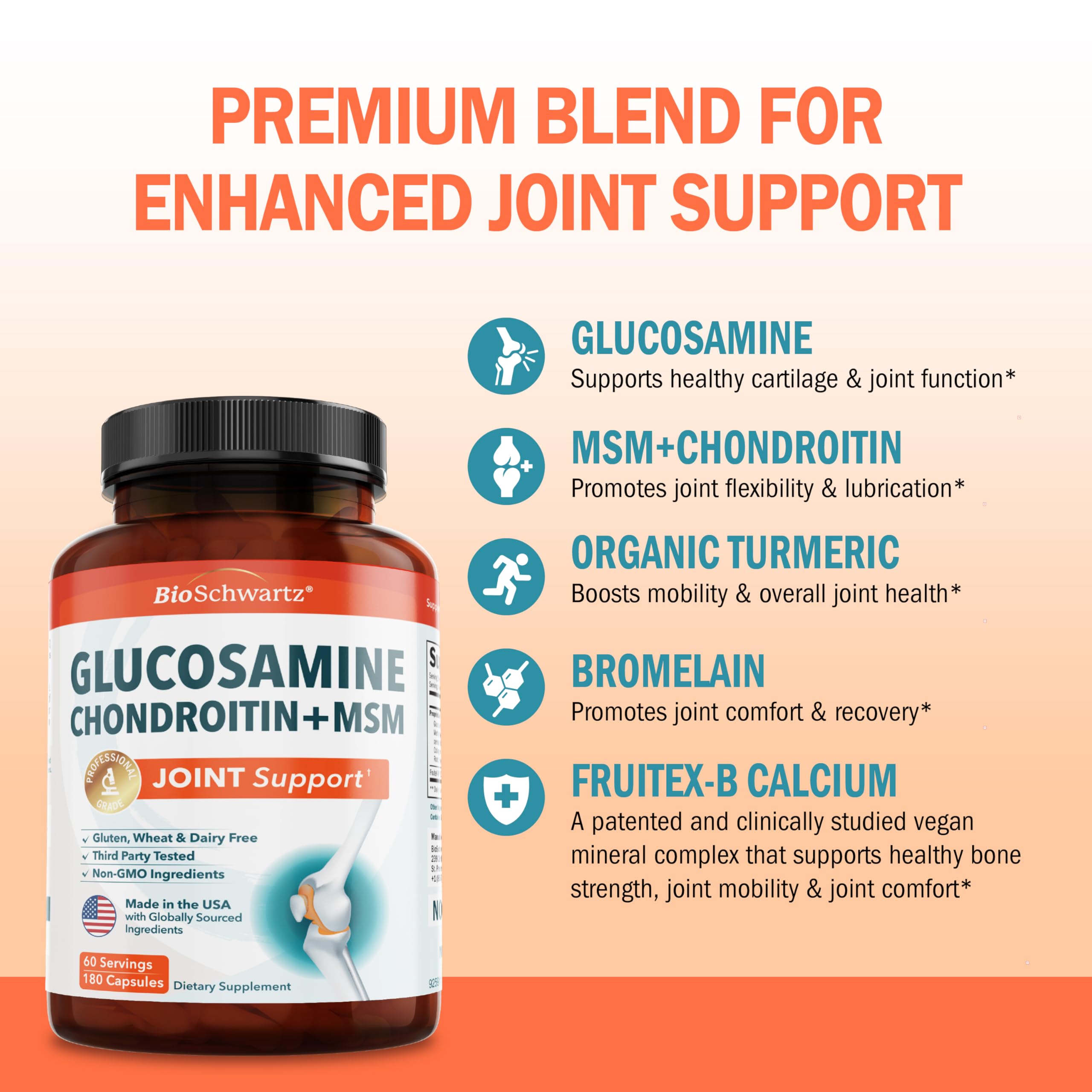 BioSchwartz turmeric-ginger blend capsules highlighting potential anti-inflammatory notes.