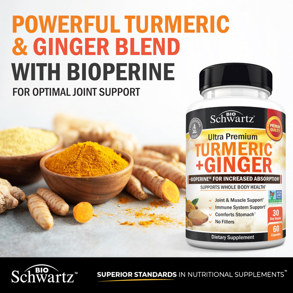 BioSchwartz turmeric root detail underscores natural antioxidant-inspired benefits