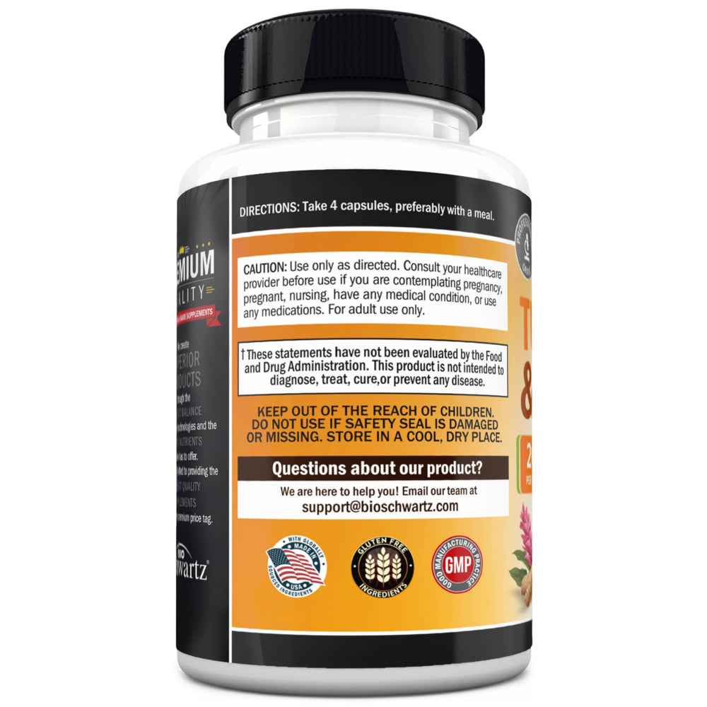 BioSchwartz vegan non-GMO label showing plant-based, clean supplement benefits.