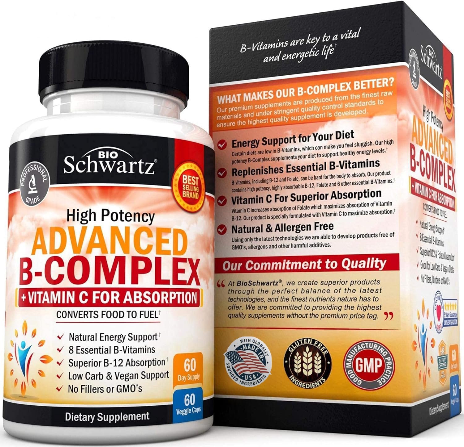 Glossy BioSchwartz capsule with label signaling purity and premium quality