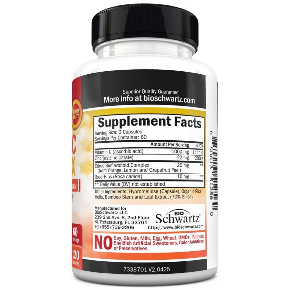 BioSchwartz Vitamin C Complex made in USA mark reinforces trusted manufacturing.
