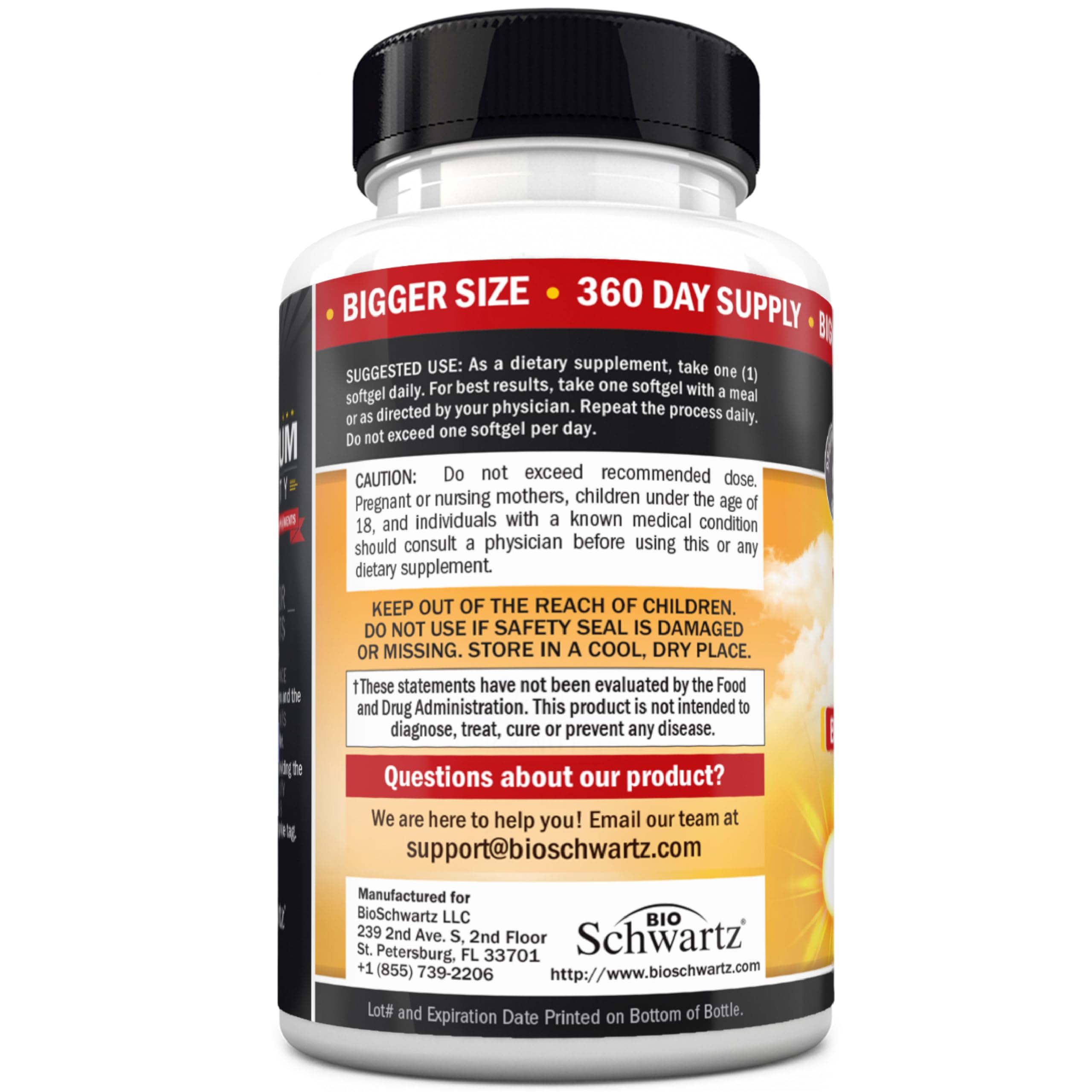 BioSchwartz Vitamin D3 made in USA stamp reinforcing GMP aligned production
