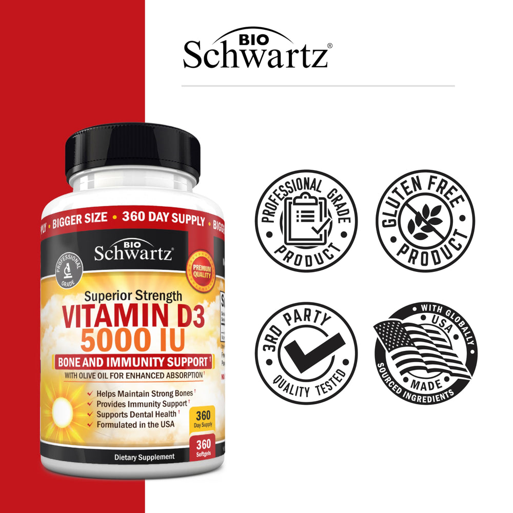BioSchwartz Vitamin D3 non GMO seal indicating purity and quality