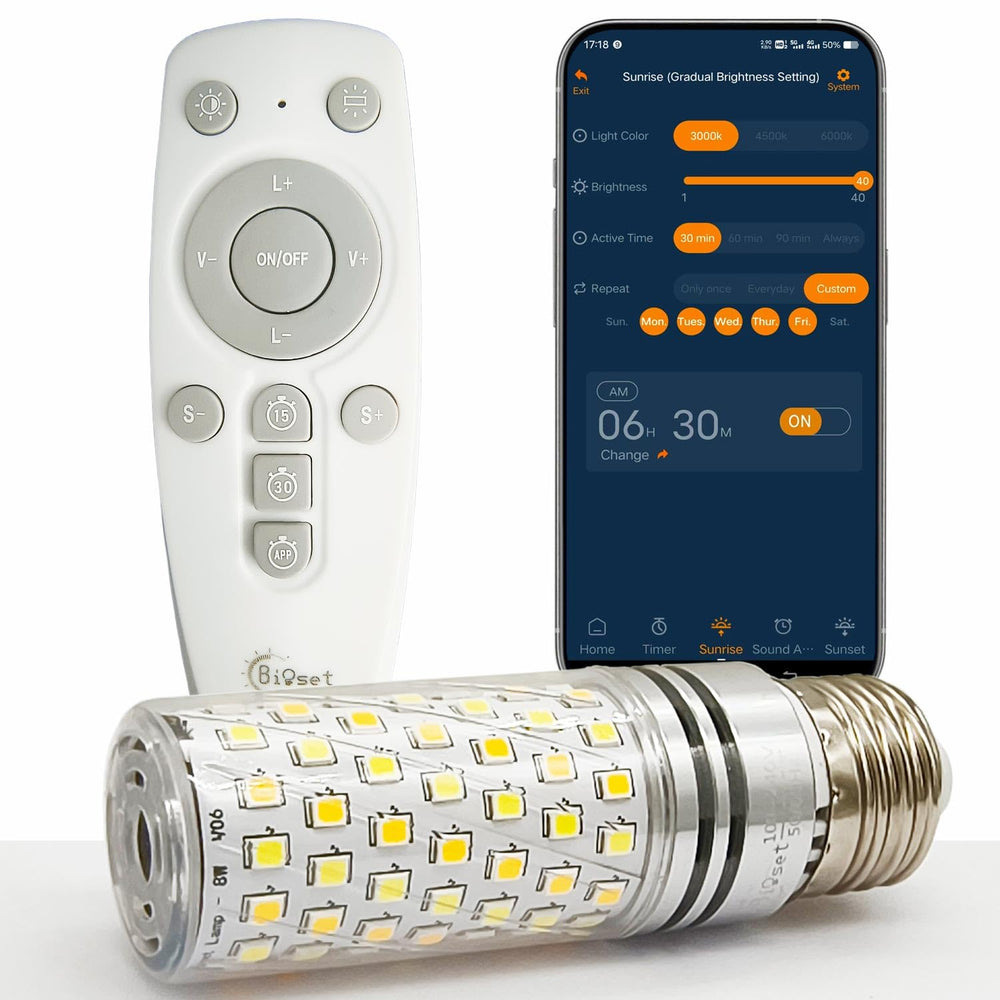 Bioset LED Wake-Up Light with sunrise simulation for gentle morning wake-up and natural rhythm