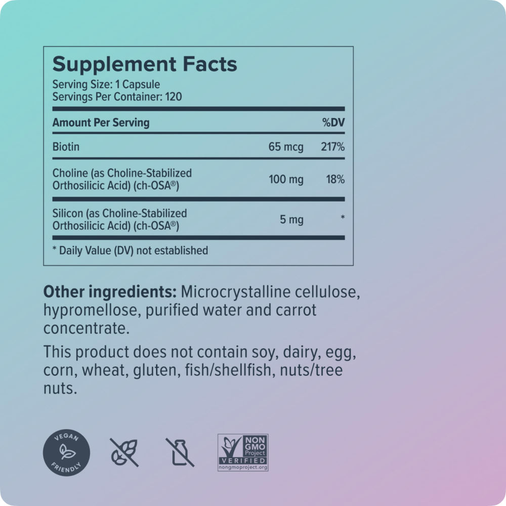 Biosil bottle label highlighting refillable packaging for ongoing use.