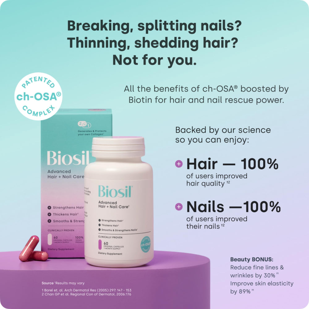 Biosil label back shows vegan-friendly promise and clean ingredients.