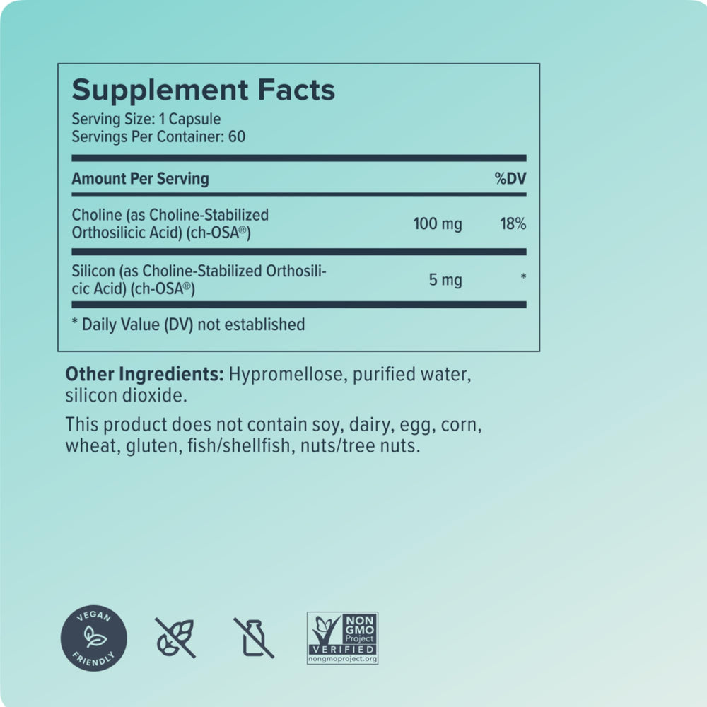 Biosil capsules poured into hand for easy daily use.