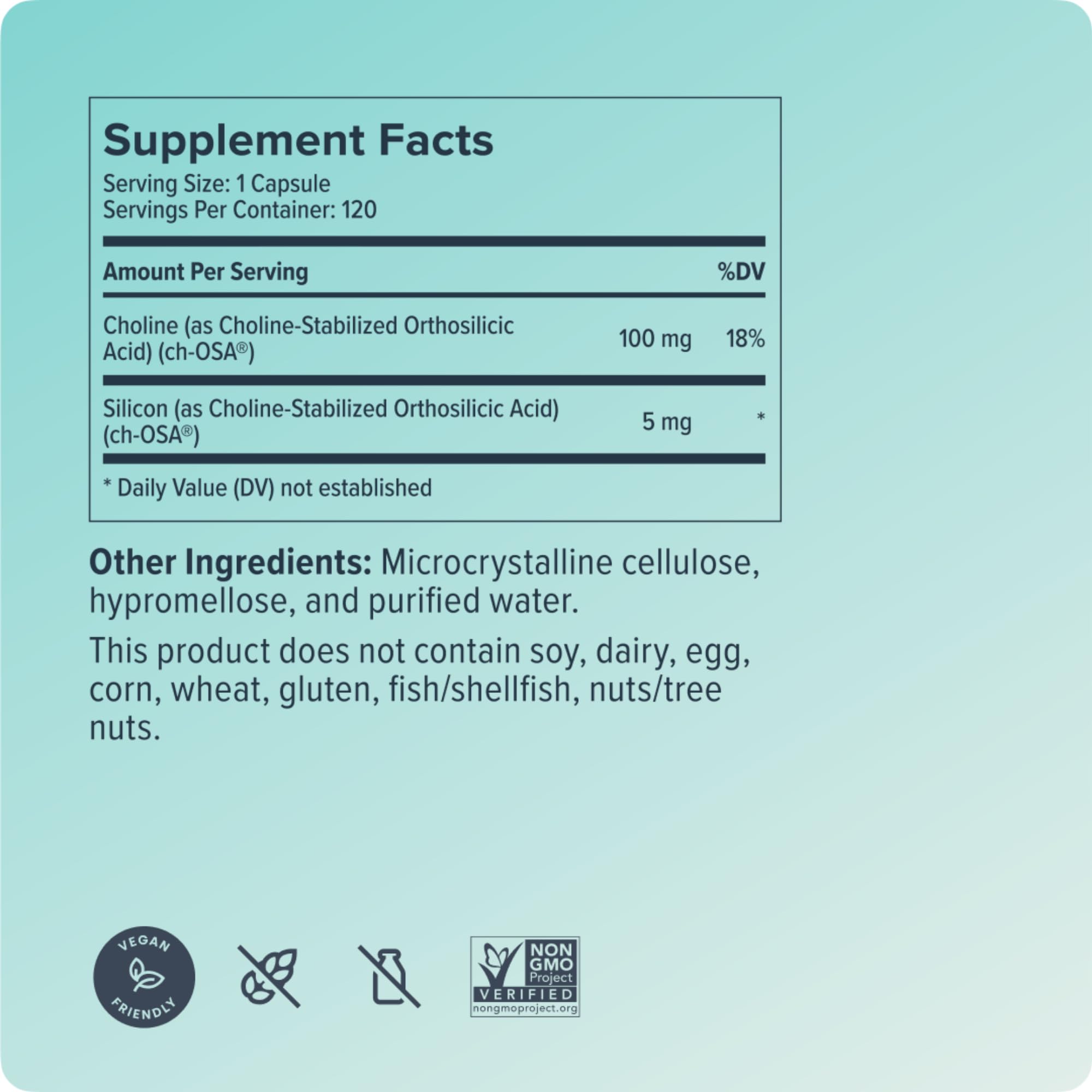 Biosil vegan, GMO-free label communicates clean, plant-friendly formula with allergen-free promise.