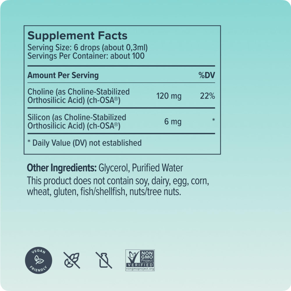 Biosil drops being added to drink illustrates easy beauty routine.