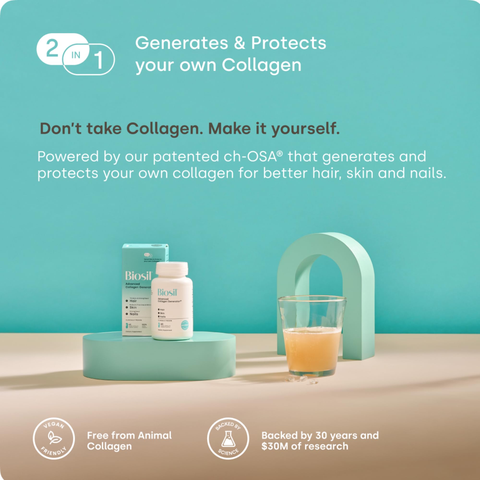 Biosil lifestyle shot showing radiant skin and healthy nails.