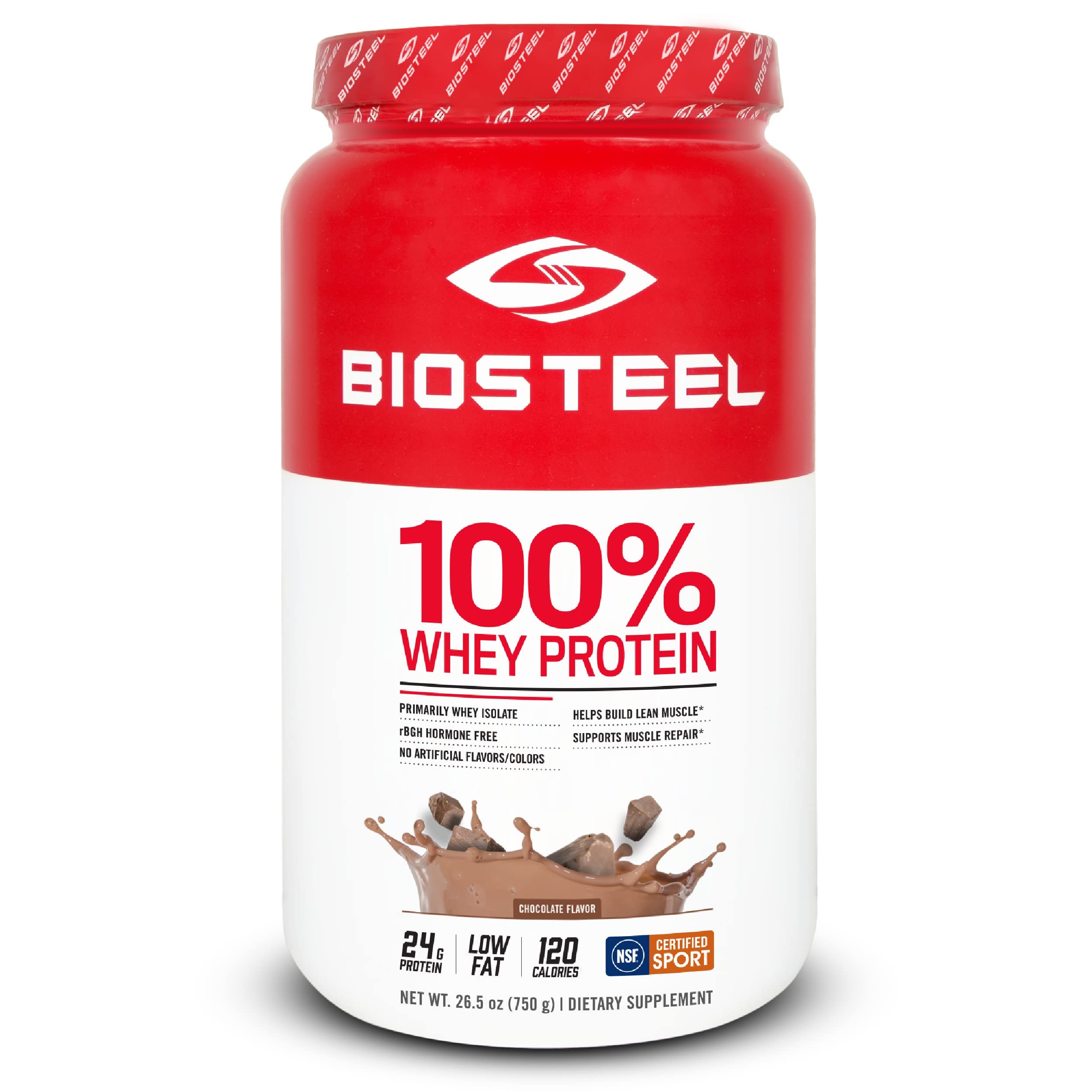 BIOSTEEL Sports Chocolate Whey scoop for post-workout recovery.