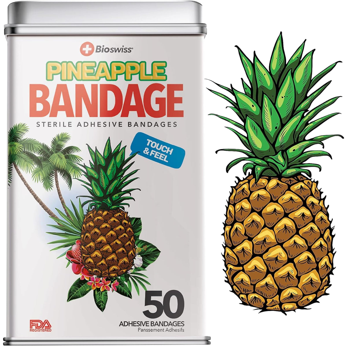 BioSwiss Curitas con forma de piña para protección rápida de pequeños cortes.