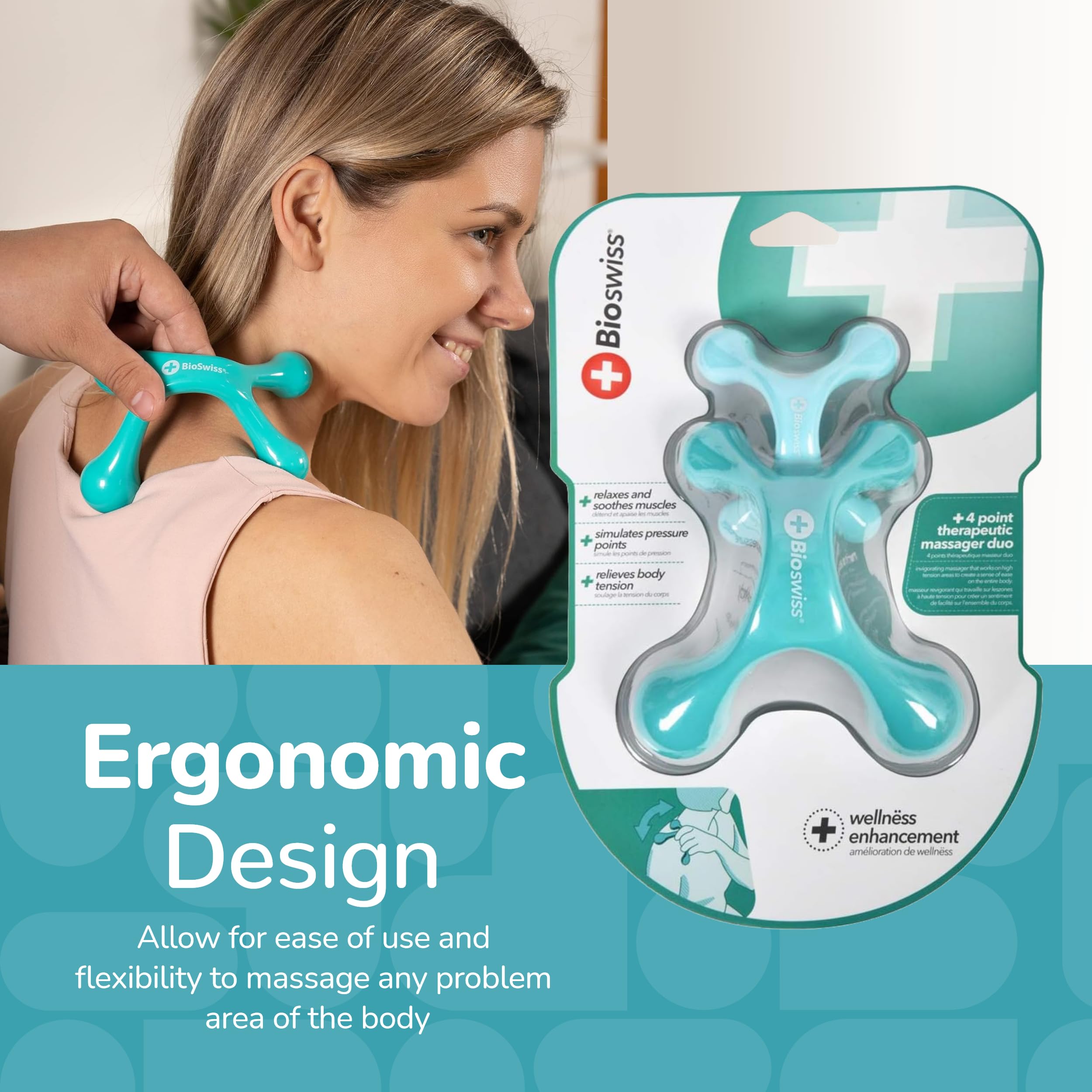 BioSwiss diseño ergonómico para un agarre cómodo durante la automasaje.