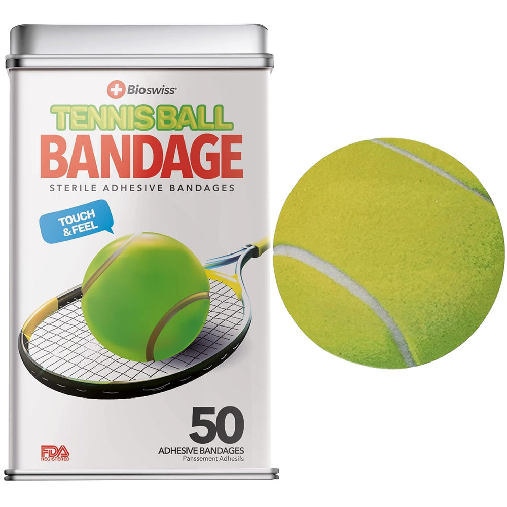 BioSwiss vendajes forma pelota tenis, 50 unidades, ideal para protección de cortes en casa.