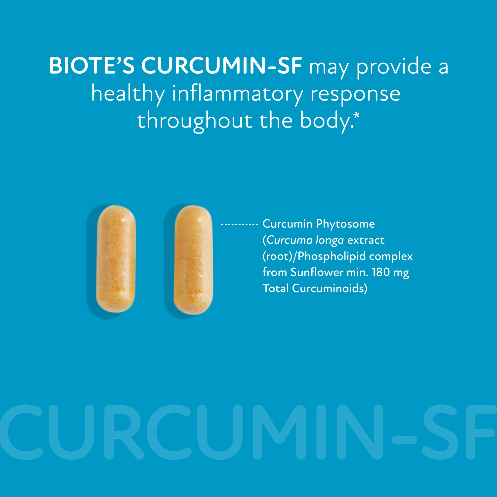 Lifestyle scene with Biote Curcumin SF on a morning routine.