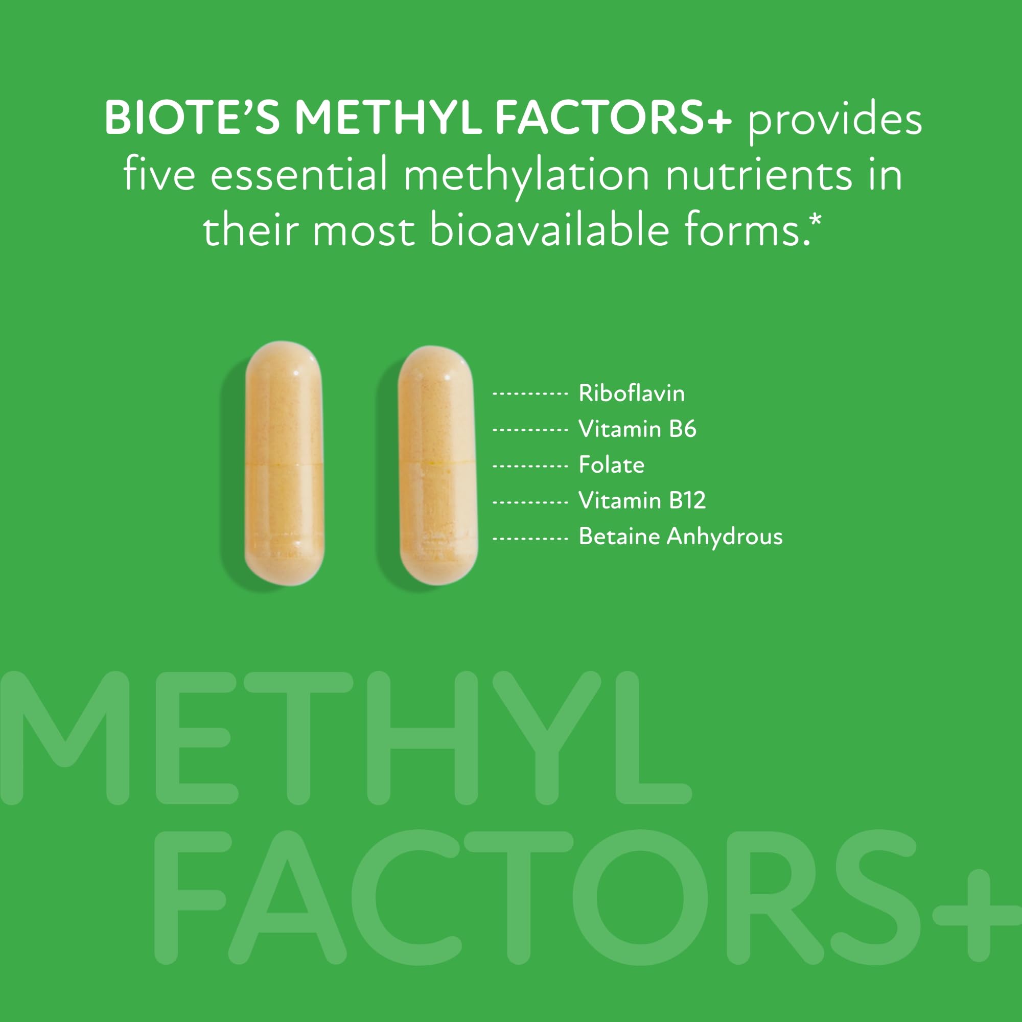 Biote Methyl Factors+ front label highlights methylation support