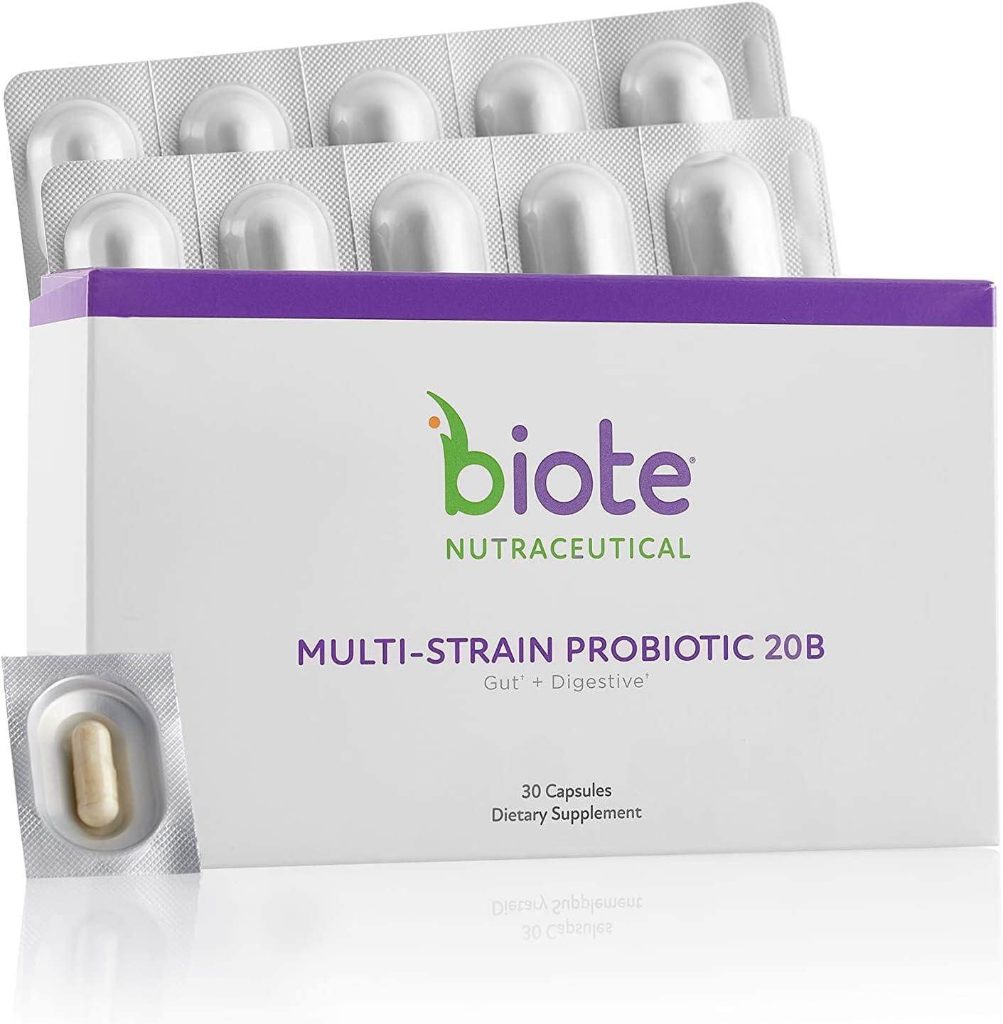 Biote Multi-Strain PROBIOTIC 20B bottle supports daily gut health.