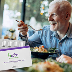 Biote Multi-Strain PROBIOTIC 20B dispensing capsule enables simple daily dosing.