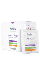 Biote NutraPack hormone balance daily pack close-up showing convenient sachets for easy daily use.