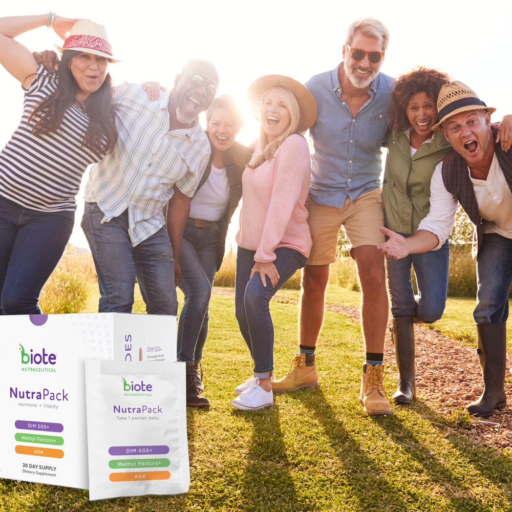 Biote NutraPack individual packet close-up emphasizing clean, portion-controlled servings.
