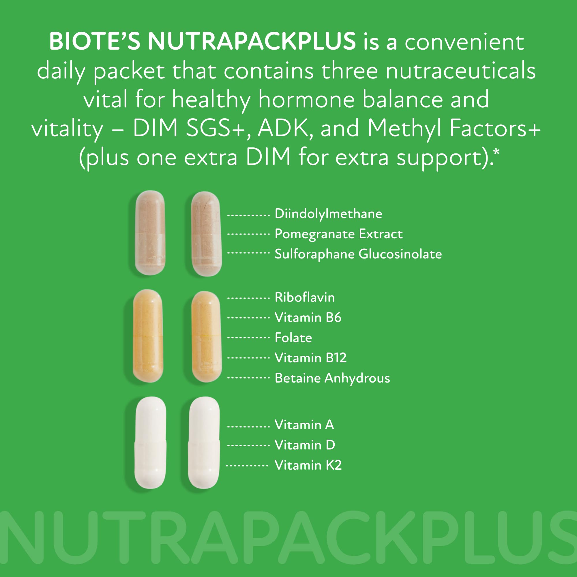 Biote NutraPackPlus capsules close-up for easy ingestion
