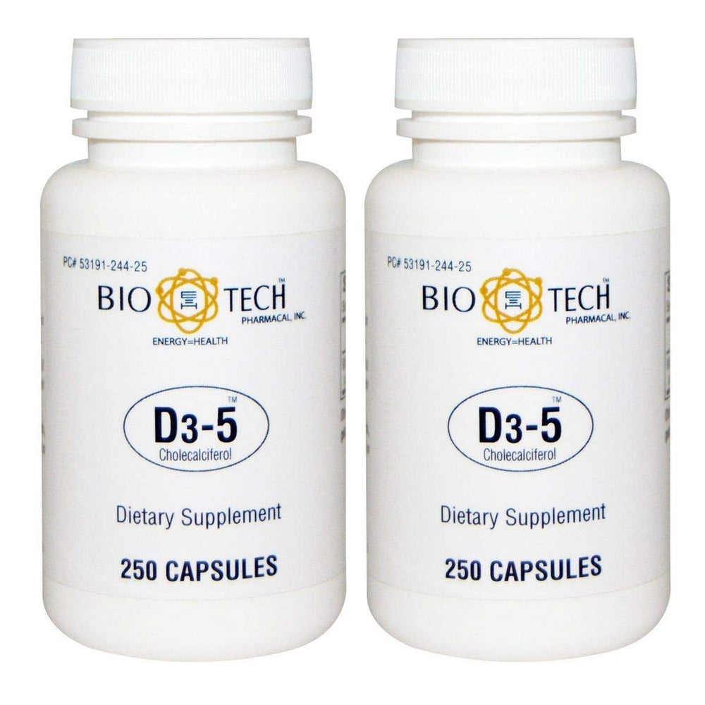 Bio-Tech Pharmacal D3-5 bottle with 500 tablets for daily vitamin D support