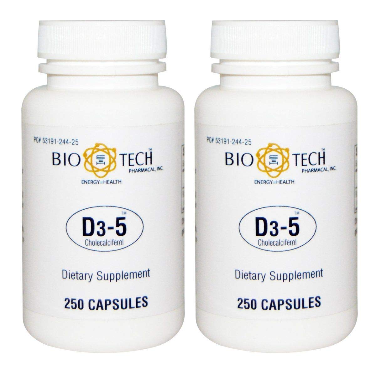 Bio-Tech Pharmacal D3-5 bottle with 500 tablets for daily vitamin D support