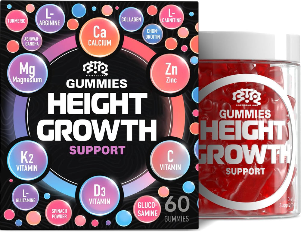 Biotequelab Height Growth bottle with gummies for teens and adults.