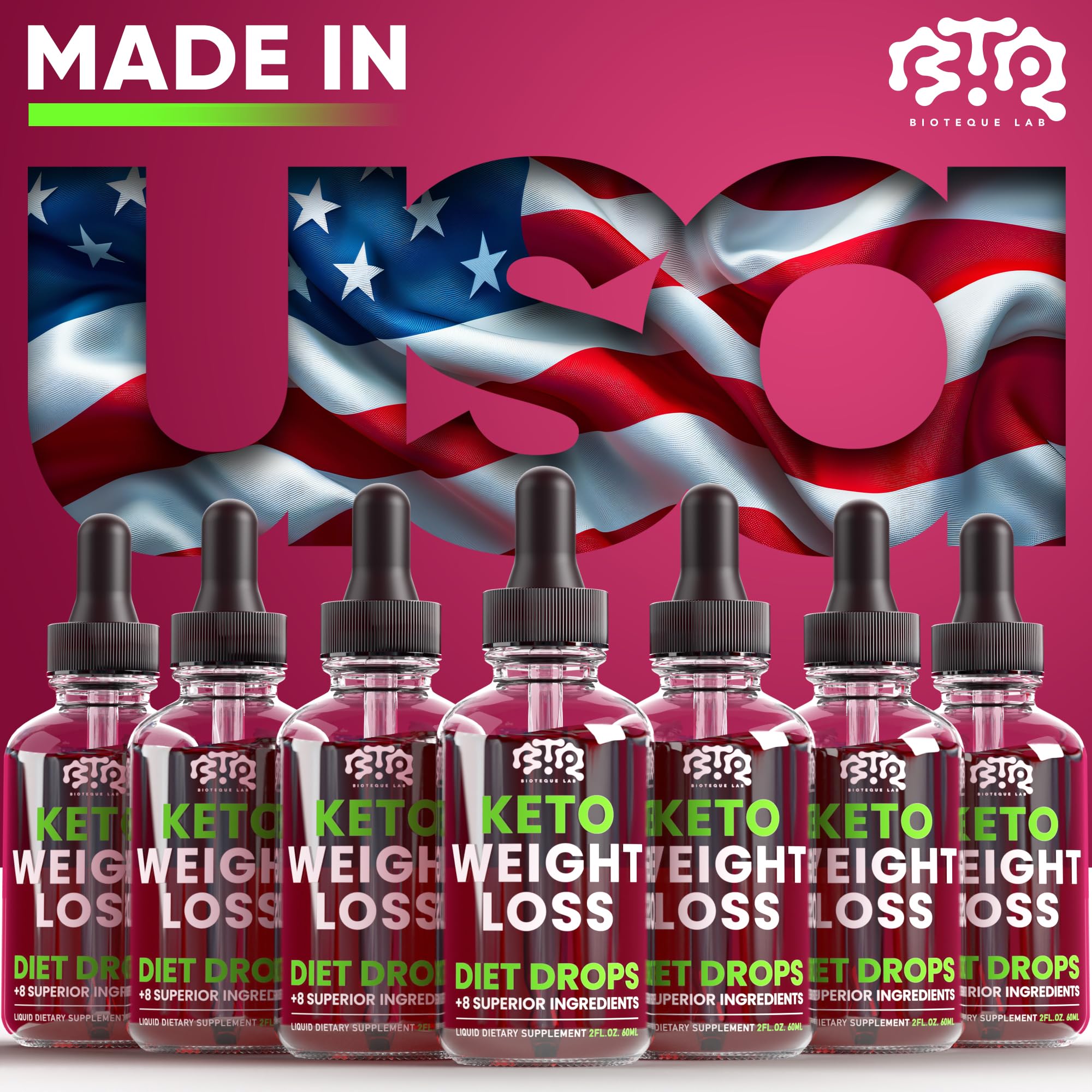 BIOTEQUELAB Keto Weight Loss Drops on kitchen counter for easy daily routine
