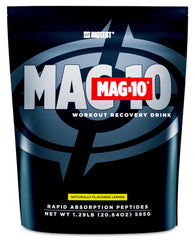 Biotest MAG-10 bottle with lemon flavor highlighting fast-absorption peptides for workouts.