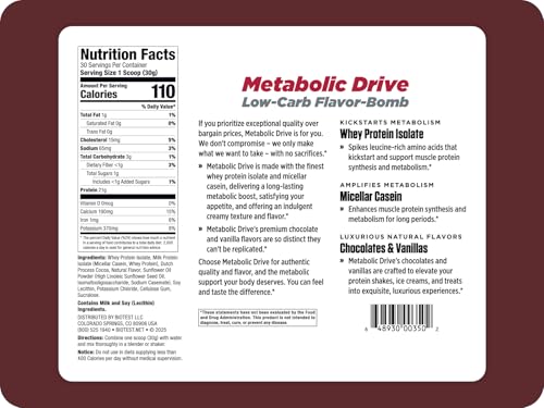Biotest Metabolic Drive Protein scoop image highlights convenient serving for quick shakes.