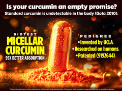Biotest Micellar Curcumin capsules pouring shows simple daily dosing