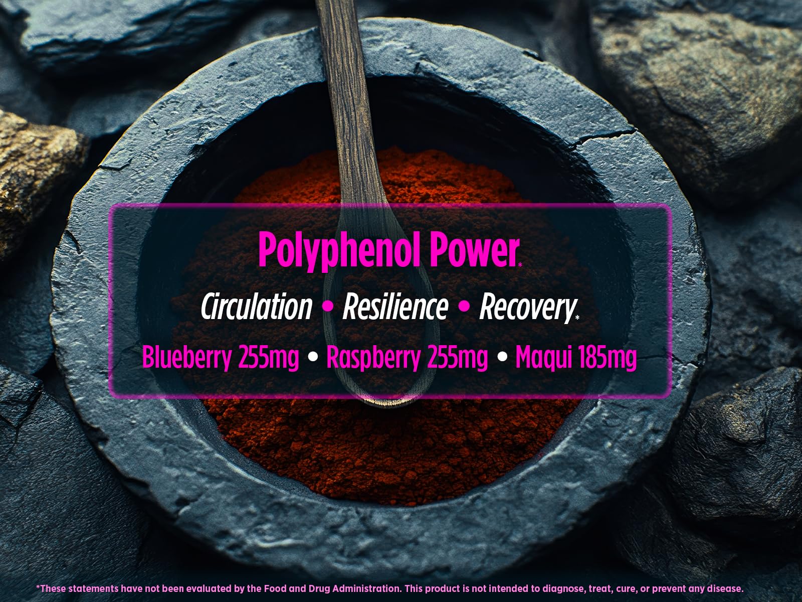 Biotest Superfood maqui powder rich in polyphenols for bold berry notes