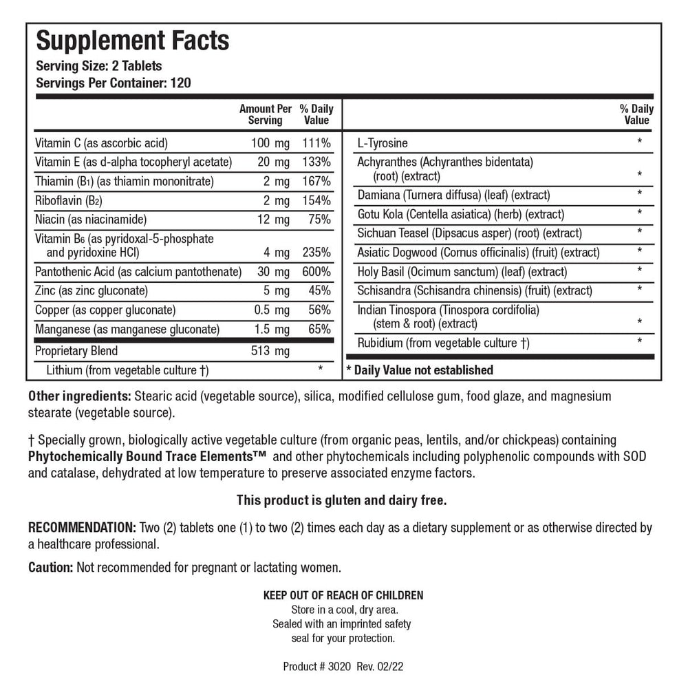 Biotics Research ADHS adrenal support serving suggestion for daily intake.