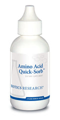 Biotics Research Amino Acid Quick Sorb liquid bottle showcases a highly absorbed formula for digestion support.