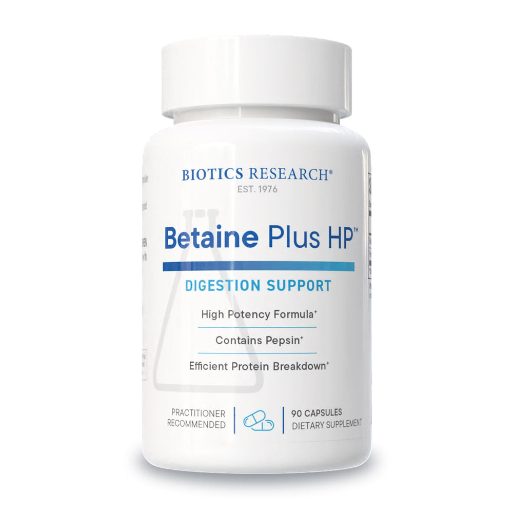 Biotics Research Betaine Plus HP bottle front, digestive support potential