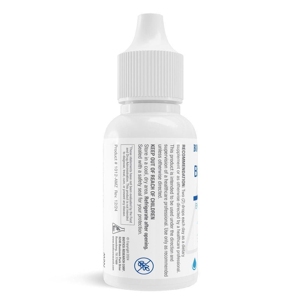 Biotics Research Bio-D-Mulsion Forte clear vial emphasizes purity.
