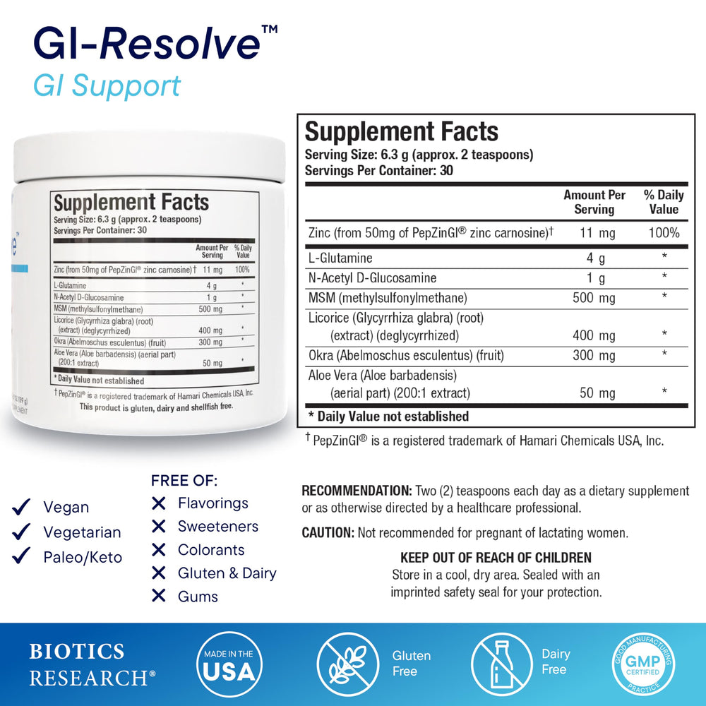 GI Resolve scoop beside bottle for easy daily mixing.