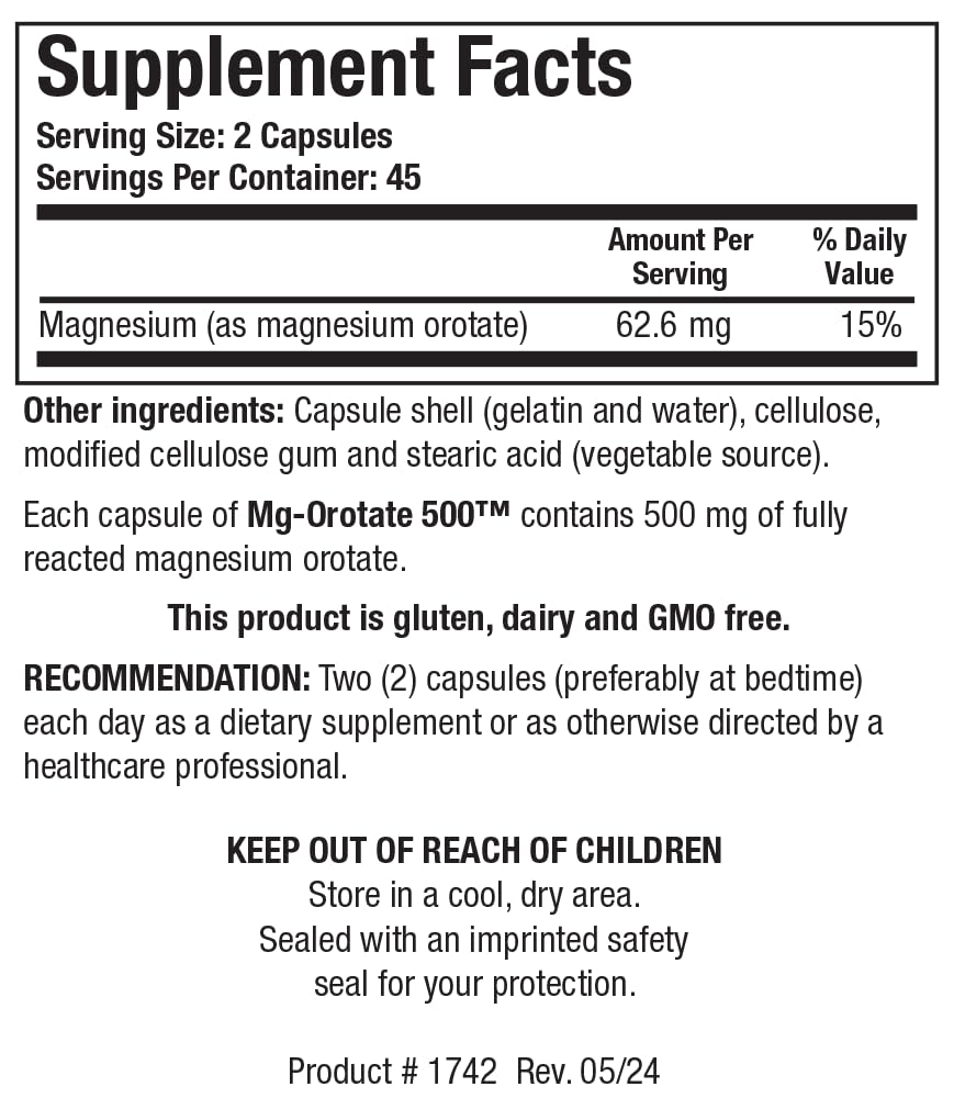Biotics Research Mg Orotate capsules ready for daily relaxation use.
