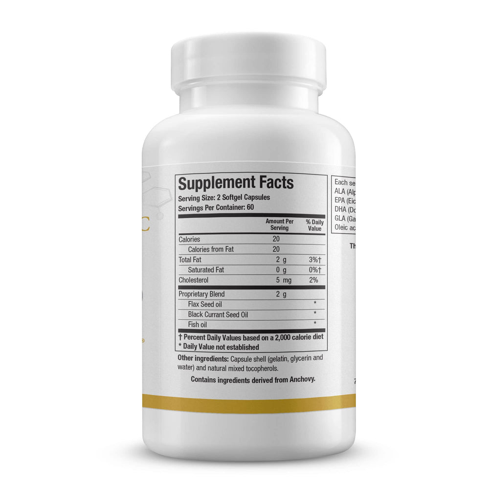 Biotics Research Optimal EFAs-BC ingredients flaxseed and blackcurrant for balanced omegas.